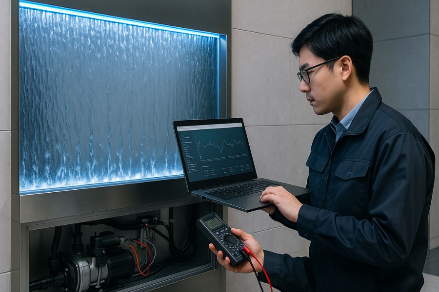 技術的な診断と意思決定を表現するプロフェッショナル環境、修理・交換の技術的判断場面