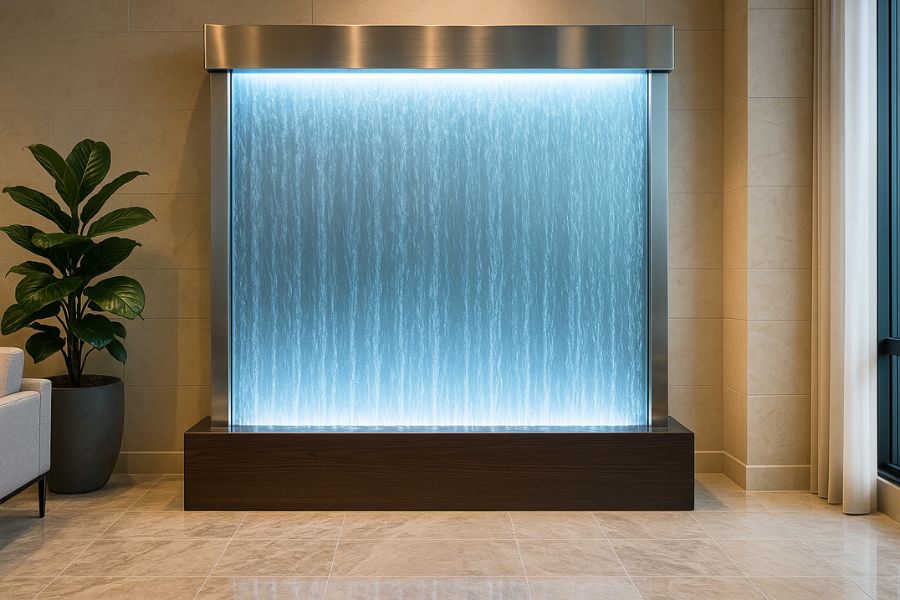 高品質なウォーターインテリア製品の美しさと技術的優秀性、製品の差別化要因が表現された設置例