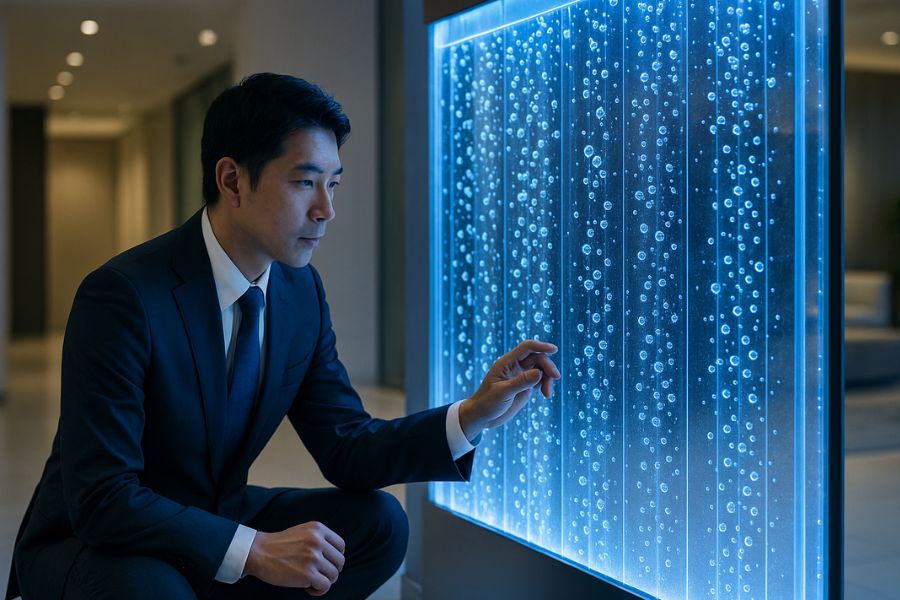 モダンな商業空間に設置された美しいバブルウォール