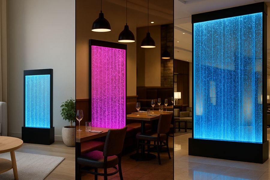 異なるサイズのバブルウォールが設置された空間