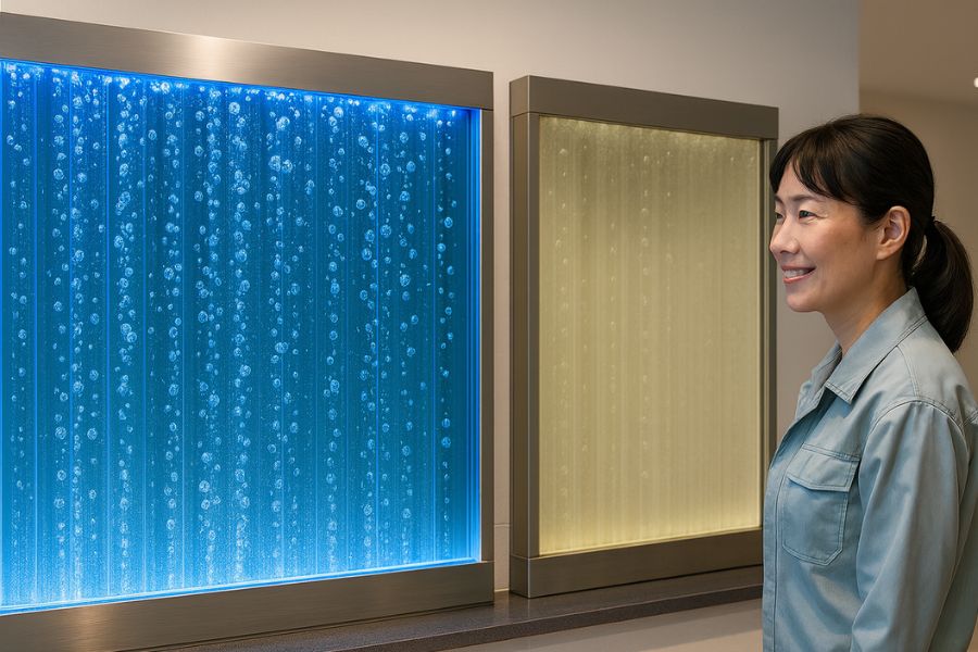 メンテナンスされた美しく透明なバブルウォール