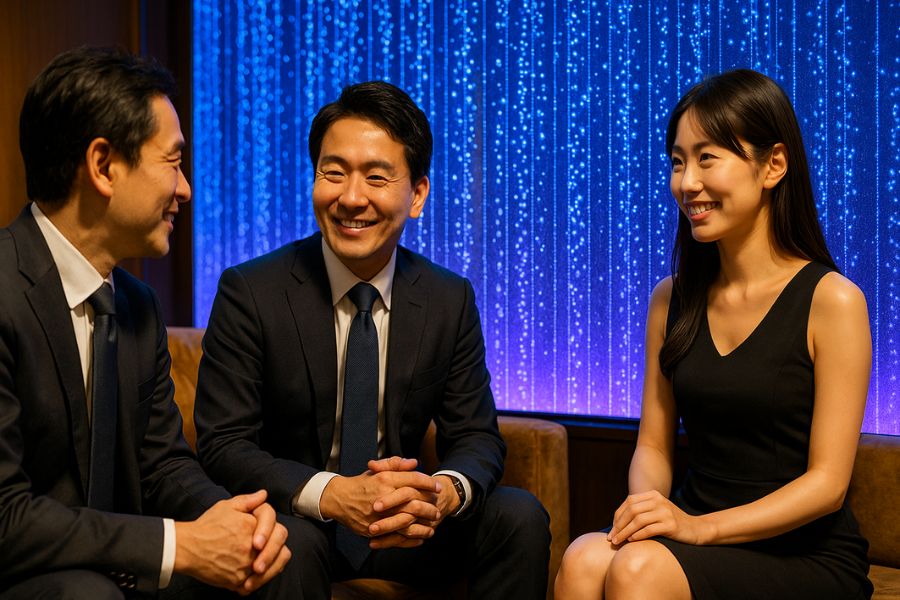 バブルウォール前でリラックスする顧客、ウォーターインテリアがもたらす集客効果と滞在時間延長