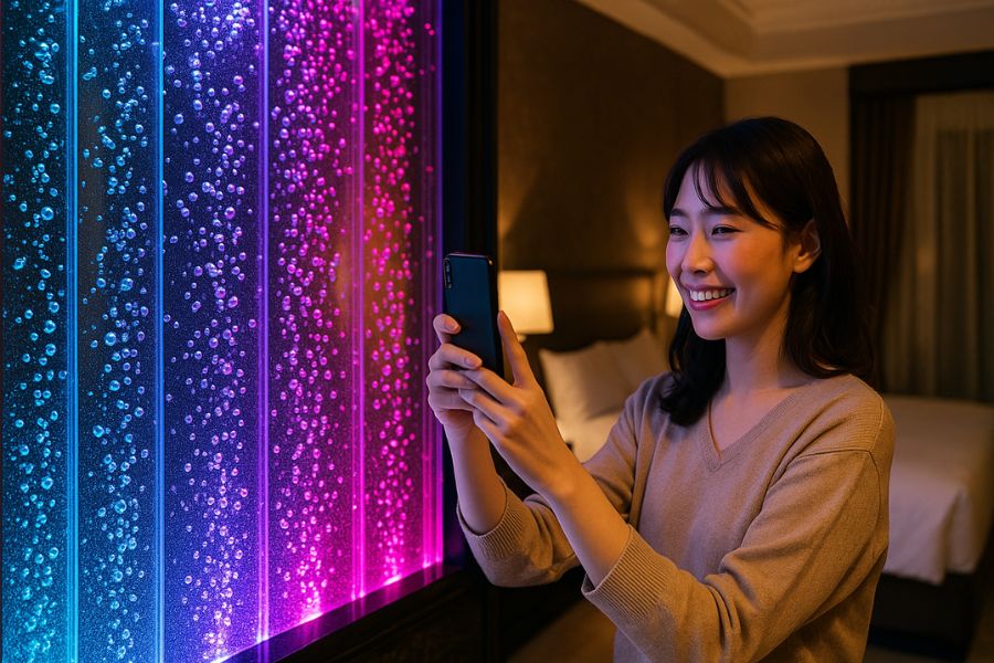 ラブホテル集客に効果的なバブルウォール。SNS映えする幻想的な演出でリピーター獲得と口コミ拡散を実現