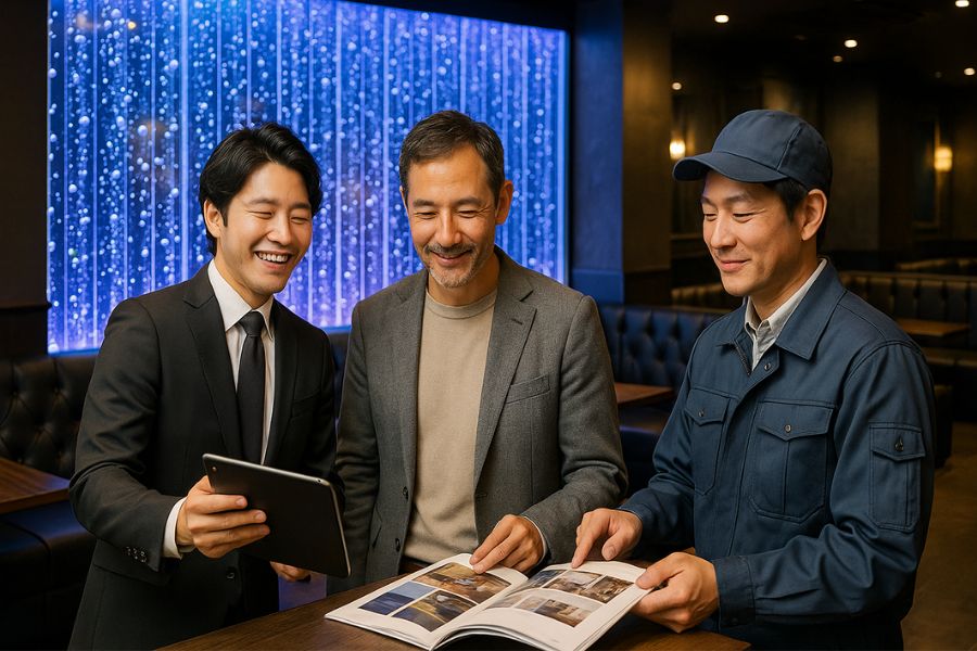 ホストクラブ内装差別化プロジェクトの成功事例|オーナー・デザイナー・施工専門家のチームワークで実現するウォーターインテリア導入ステップ