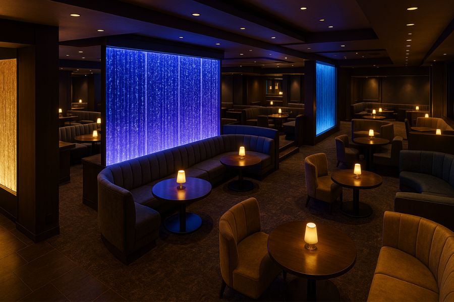 キャバクラのフロアレイアウト、エントランスからVIPルームまでウォーターインテリアの効果的配置戦略