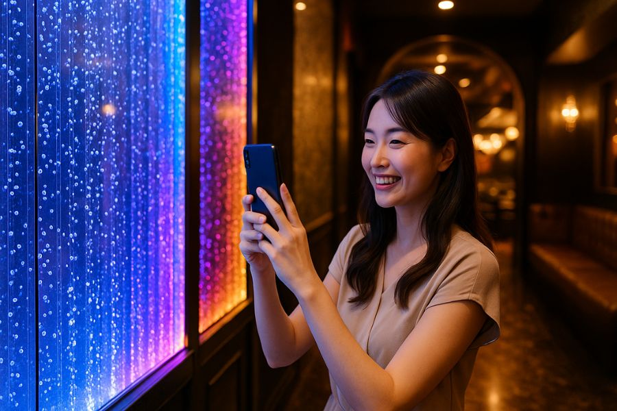 大阪のホストクラブにおけるバブルウォール導入成功事例、通路演出とSNS投稿効果