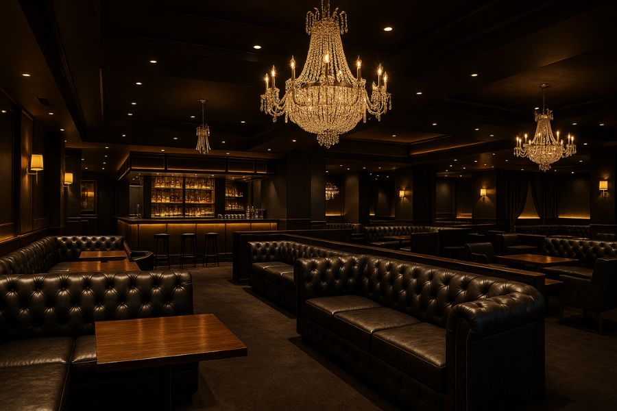 ホストクラブ内装の基本要素、照明・色彩・家具・空間構成が調和した高級空間デザイン