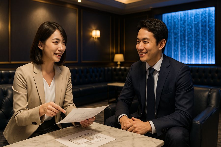 
VIP席デザインプロジェクトの実践ステップ、デザイナーと経営者による内装計画の協働