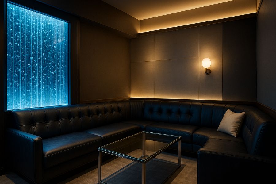 VIP席と一般席の内装の違いを示す高級個室空間