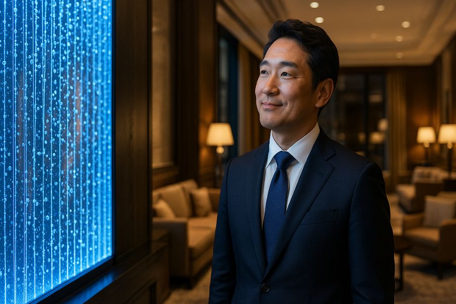 ラブホテルにおける水のインテリア導入の費用対効果と投資価値を検討するホテル経営者