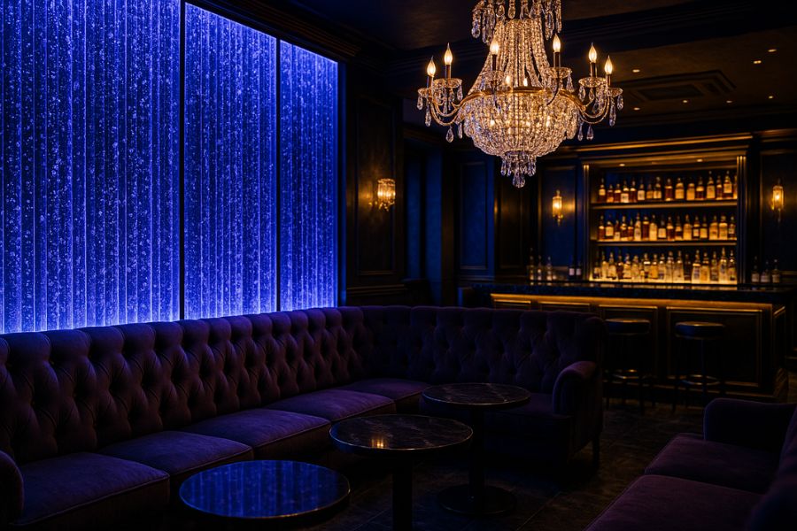 バブルウォールが輝く高級ホストクラブの内装イメージ