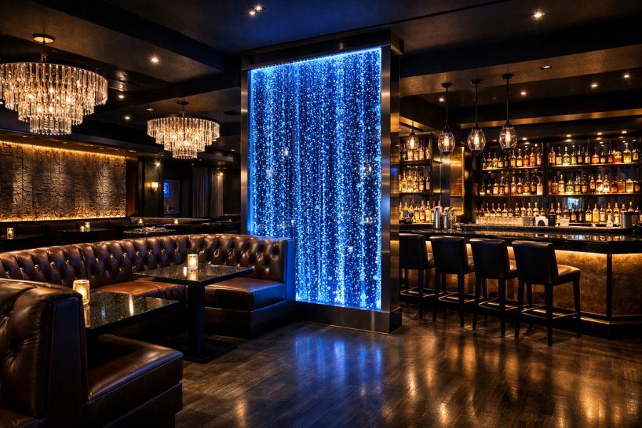 照明・家具・バブルパネルが調和したナイトクラブ内装デザインの基本要素