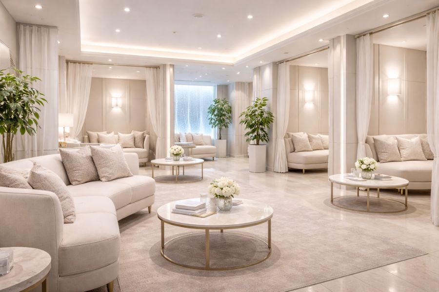 清潔感と高級感を両立した美容クリニック待合室のデザイン原則