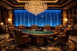 カジノVIPルームの高級内装デザインとバブルウォールのある空間