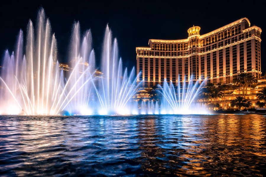 ラスベガス風の噴水ショーと夜景のIRリゾート
