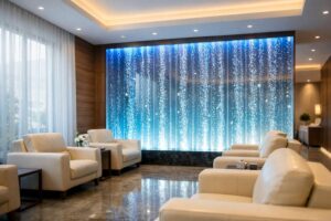 バブルウォールが設置された美容クリニックの高級感ある待合室