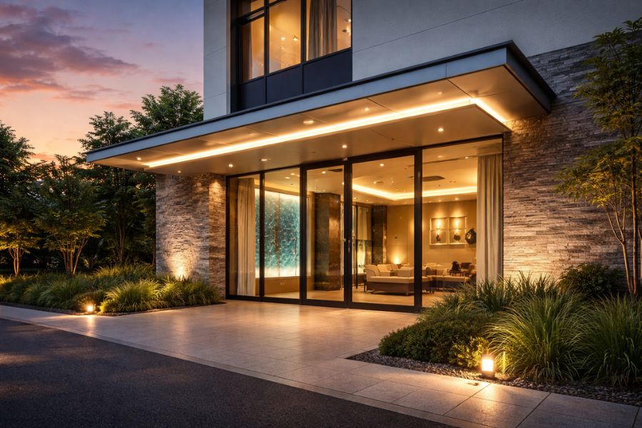 夕暮れに映える美容クリニックの洗練された外観